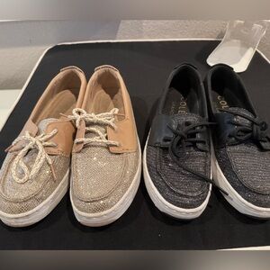 Cole Haan Women's Gold and Black Glitter Boat Shoes - 2 pairs Size 8 US
